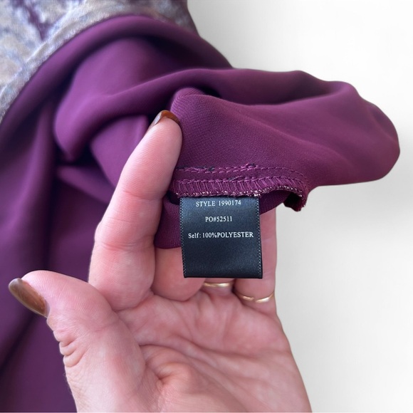 Burgundy Champagne Metallic Pink Burnt Velvet Maxi Slip Spaghetti Straps NWT - Picture 8 of 10